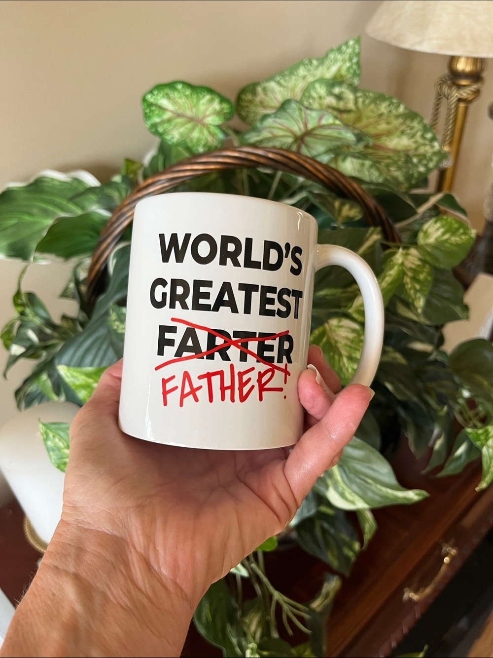 World's Greatest Father Novelty Mug - White with Black & Red Print - Picture 3 of 5